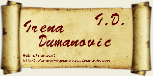 Irena Dumanović vizit kartica